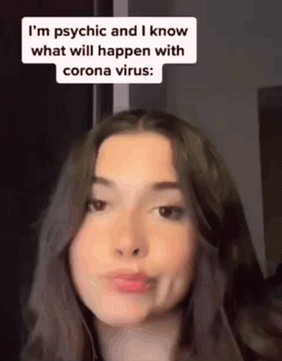 A Woman Is Making A Funny Face And Saying That She Is Psychic And Knows What Will Happen With The Corona Virus . GIF