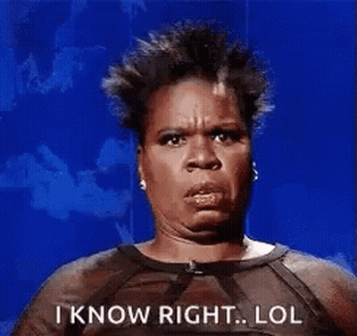 A Woman Is Making A Funny Face And Says `` I Know Right . Lol '' . GIF