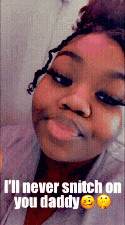 A Woman Is Making A Funny Face And Says I 'Ll Never Snitch On You Daddy GIF