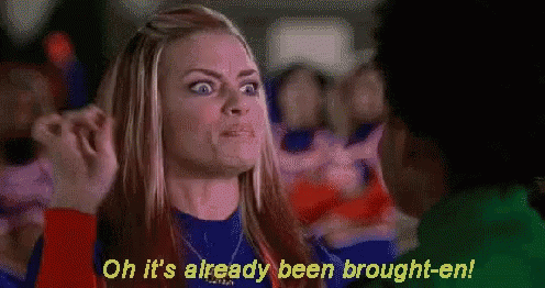 A Woman Is Making A Funny Face And Says Oh It 'S Already Been Brought-En . GIF
