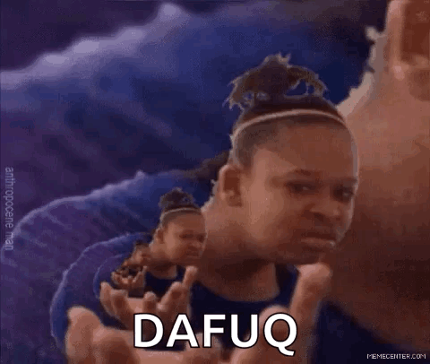 A Woman Is Making A Funny Face And The Word Dafuq Is On The Bottom Of Her Face . GIF