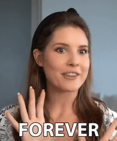 A Woman Is Making A Funny Face And The Word Forever Is On Her Face GIF