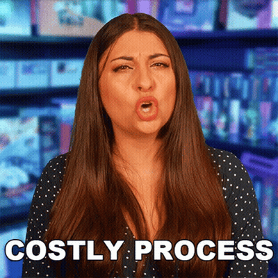 A Woman Is Making A Funny Face And The Words Costly Process Are Behind Her GIF