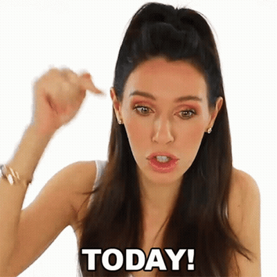 A Woman Is Making A Funny Face And The Words Today Are Above Her GIF