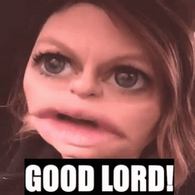 A Woman Is Making A Funny Face With Her Mouth Open And The Words `` Good Lord '' Written On The Bottom . GIF