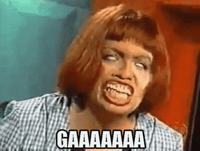 A Woman Is Making A Funny Face With The Words Gaaaaaa Written On Her Face GIF