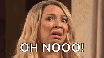 A Woman Is Making A Funny Face With The Words `` Oh Nooo '' Written On Her Face . GIF