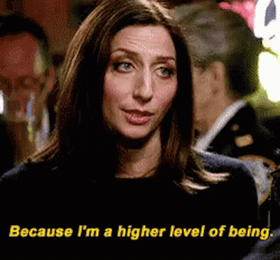 A Woman Is Saying Because I 'M A Higher Level Of Being . GIF