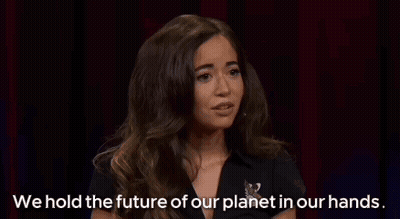 A Woman Is Saying That We Hold The Future Of Our Planet In Our Hands . GIF