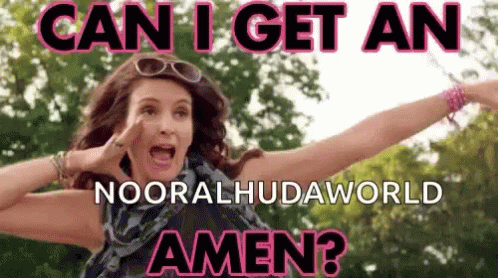 A Woman Is Screaming With Her Arms Outstretched And The Words Can I Get An Amen GIF
