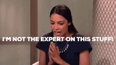 A Woman Is Sitting At A Table With Her Hands Folded And Says `` I 'M Not The Expert On This Stuff ! '' GIF