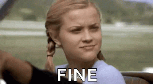 A Woman Is Sitting In A Car And Making A Funny Face While Someone Says Fine . GIF