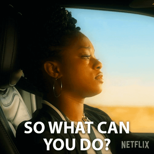 A Woman Is Sitting In A Car With The Words So What Can You Do On The Bottom GIF