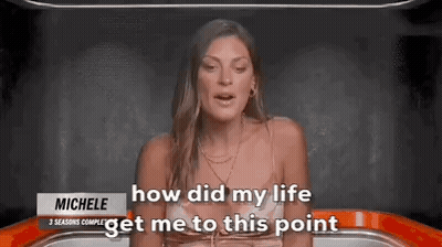A Woman Is Sitting In A Chair And Talking About How Her Life Got Her To This Point . GIF