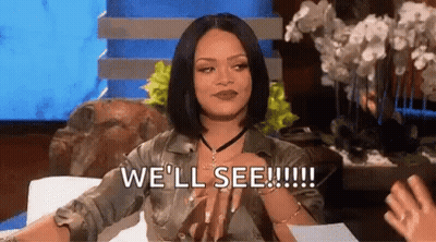A Woman Is Sitting In A Chair Talking To Someone And Saying `` We 'Ll See '' . GIF