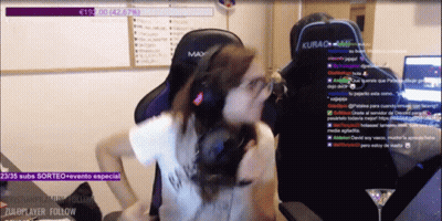 A Woman Is Sitting In A Gaming Chair With The Word Kurac On It GIF