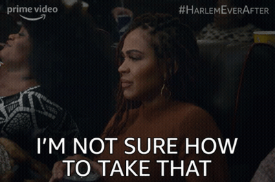 A Woman Is Sitting In A Movie Theater And Says I 'M Not Sure How To Take That GIF