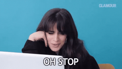 A Woman Is Sitting In Front Of A Laptop Computer And Saying Oh Stop . GIF