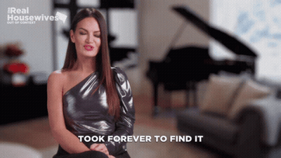 A Woman Is Sitting In Front Of A Piano And The Words Took Forever To Find It Are Next To Her GIF