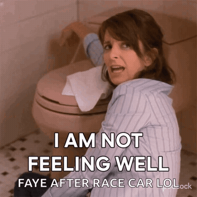 A Woman Is Sitting In Front Of A Toilet With A Roll Of Toilet Paper On Her Face And Says I Am Not Feeling Well Faye GIF