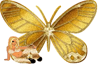 A Woman Is Sitting Next To A Gold Butterfly On A White Background Sticker