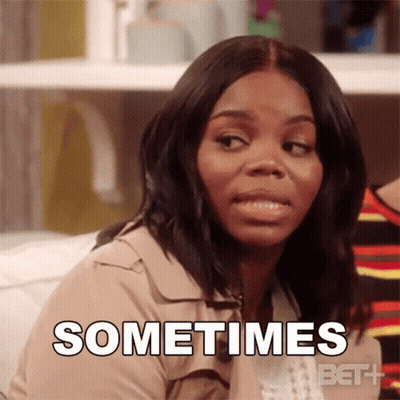 A Woman Is Sitting On A Couch And Saying Sometimes . GIF