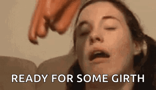 A Woman Is Sitting On A Couch With Her Eyes Closed And A Person Is Pointing At Her Face . GIF