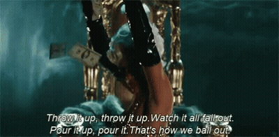 A Woman Is Sitting On A Throne With A Bottle Of Champagne In Her Hand And A Quote . GIF