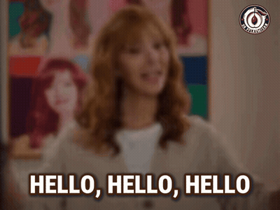A Woman Is Smiling And Says Hello Hello Hello GIF