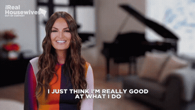 A Woman Is Smiling And Says I Just Think I 'M Really Good At What I Do GIF