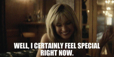 A Woman Is Smiling And Says `` Well , I Certainly Feel Special Right Now '' . GIF