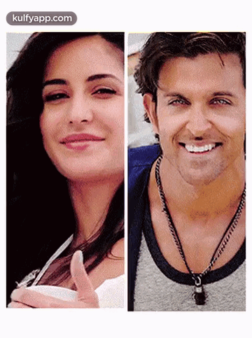 A Woman Is Smiling Next To A Man Who Is Smiling GIF