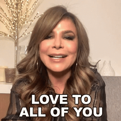 A Woman Is Smiling With The Words Love To All Of You Written On Her Face GIF