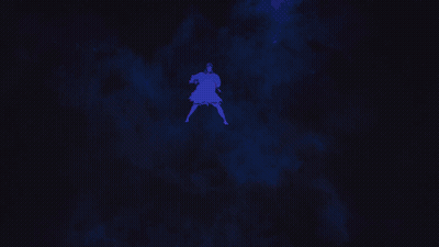 A Woman Is Standing In A Cage With A Purple Light Behind Her GIF