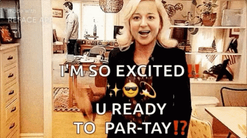 A Woman Is Standing In A Living Room With A Man Standing In The Background . GIF