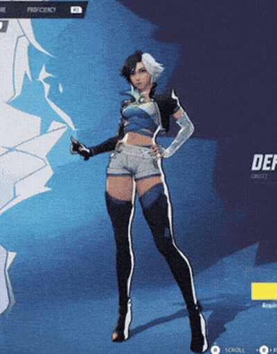 A Woman Is Standing In Front Of A Blue Background With The Word Def Visible GIF