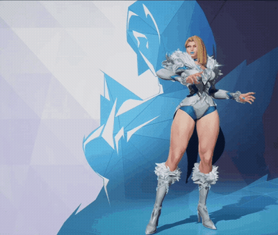 A Woman Is Standing In Front Of A Blue Wall GIF