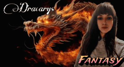 A Woman Is Standing In Front Of A Dragon With The Words Dracarys Fantasy Below Her GIF