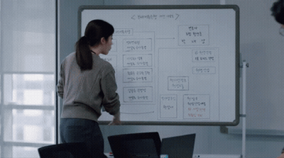 A Woman Is Standing In Front Of A Whiteboard With Chinese Writing On It GIF