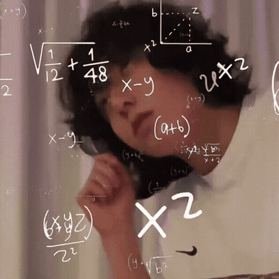 A Woman Is Surrounded By Mathematical Equations Including X2 And Y2 GIF