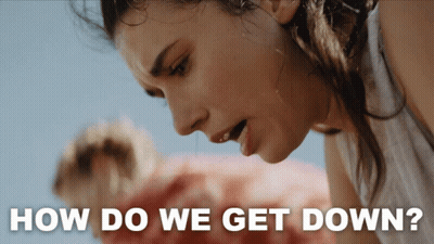 A Woman Is Sweating With The Words How Do We Get Down GIF