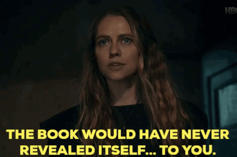 A Woman Is Talking About A Book That Would Have Never Revealed Itself To You . GIF