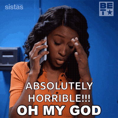 A Woman Is Talking On A Cell Phone And Says " Absolutely Horrible " GIF