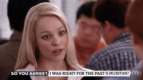 A Woman Is Talking To A Man In A Crowd And Says `` So You Agree ? I Was Right For The Past 9 Months '' GIF