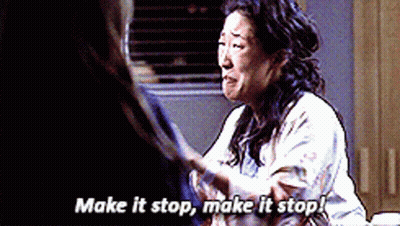 A Woman Is Talking To Another Woman And Says Make It Stop GIF