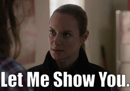 A Woman Is Talking To Another Woman And The Words Let Me Show You Are Above Her GIF