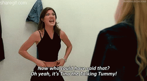 A Woman Is Talking To Another Woman In A Dressing Room And Says Now Who Could Have Said That ? GIF