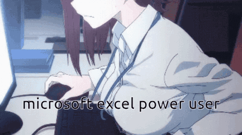 A Woman Is Typing On A Computer With The Words " Microsoft Excel Power User " Above Her GIF