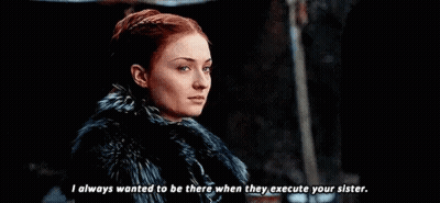 A Woman Is Wearing A Fur Coat And Saying `` I Always Wanted To Be There When They Execute Your Sister '' GIF