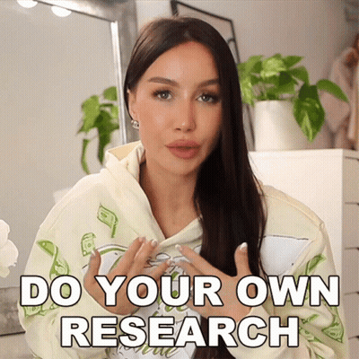 A Woman Is Wearing A Hoodie That Says " Do Your Own Research " GIF